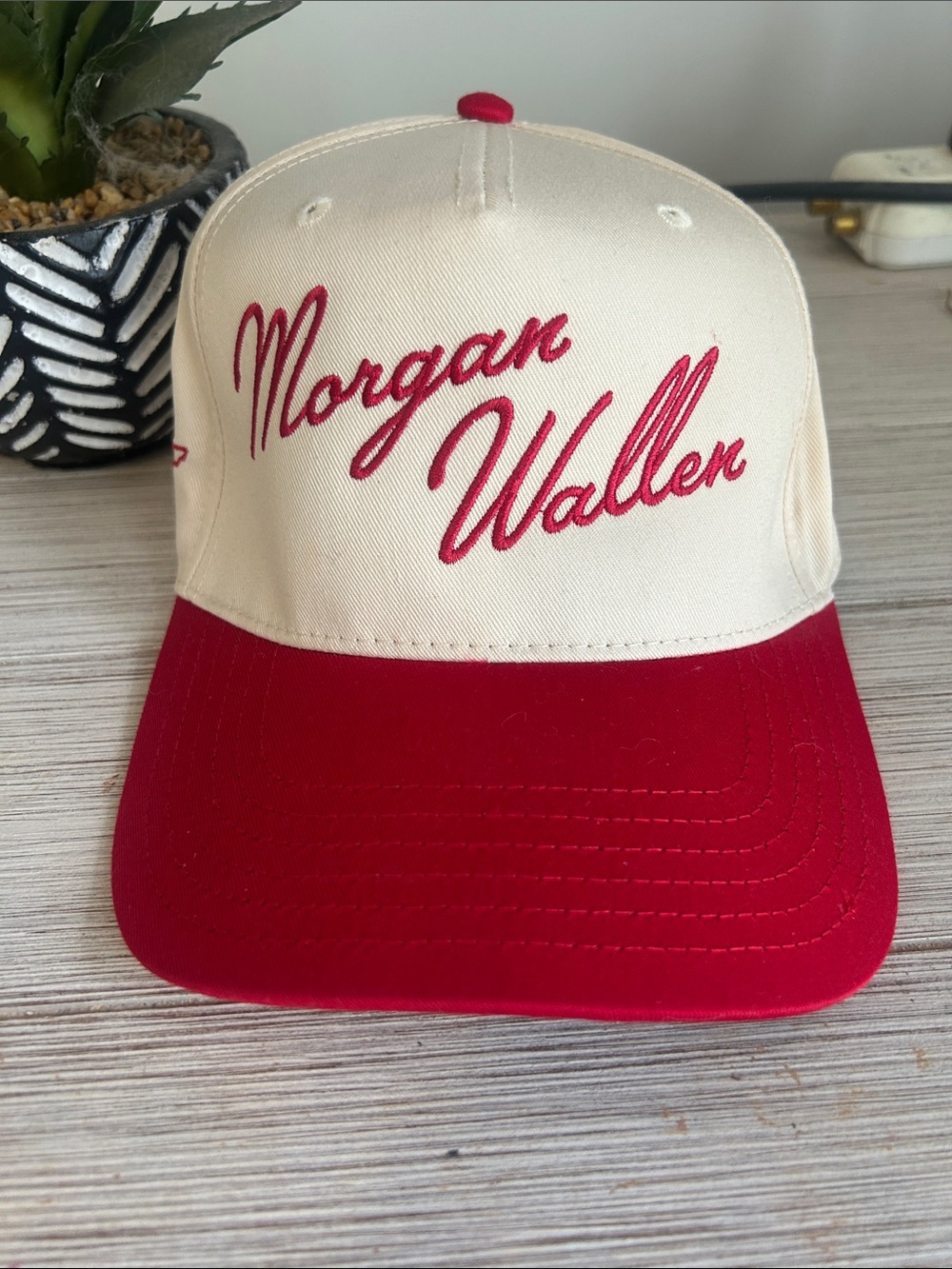 Morgan Wallen Two-Tone Red and Cream Trucker Hat - Picture 1 of 3